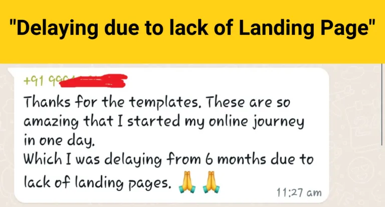 Student message: I haven’t thought that making a profit generating landing page would be so easy